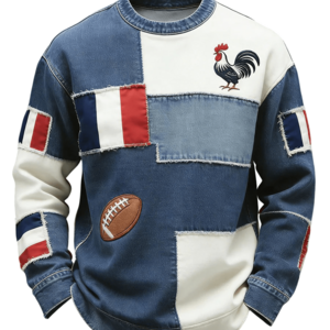 Haut Rugby Français Patchwork Denim