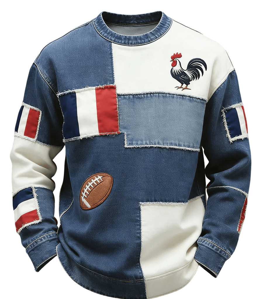 Haut Rugby Français Patchwork Denim