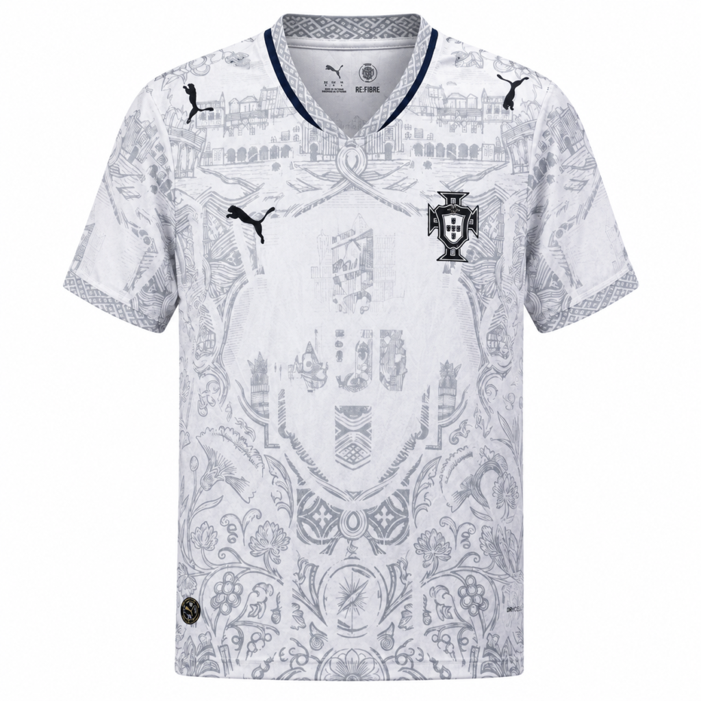 Maillot édition spéciale Portugal Blanc et Gris et motif florale 2026